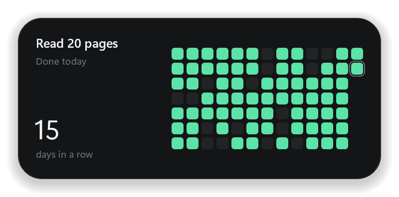 The Habits desktop widget, medium: Read 20 pages