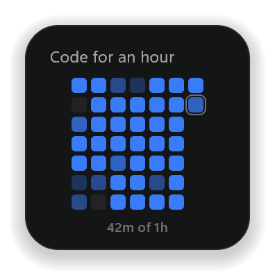 The Habits desktop widget, small: Code for an hour